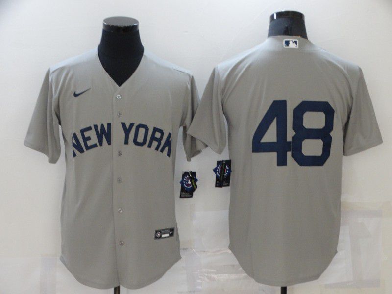Cheap Men New York Yankees 48 No Name Grey Game 2021 Nike MLB Jersey